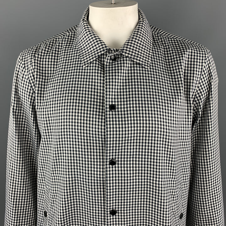 RAG & BONE Size XL Black & White Checkered Polyester Snaps Jacket
