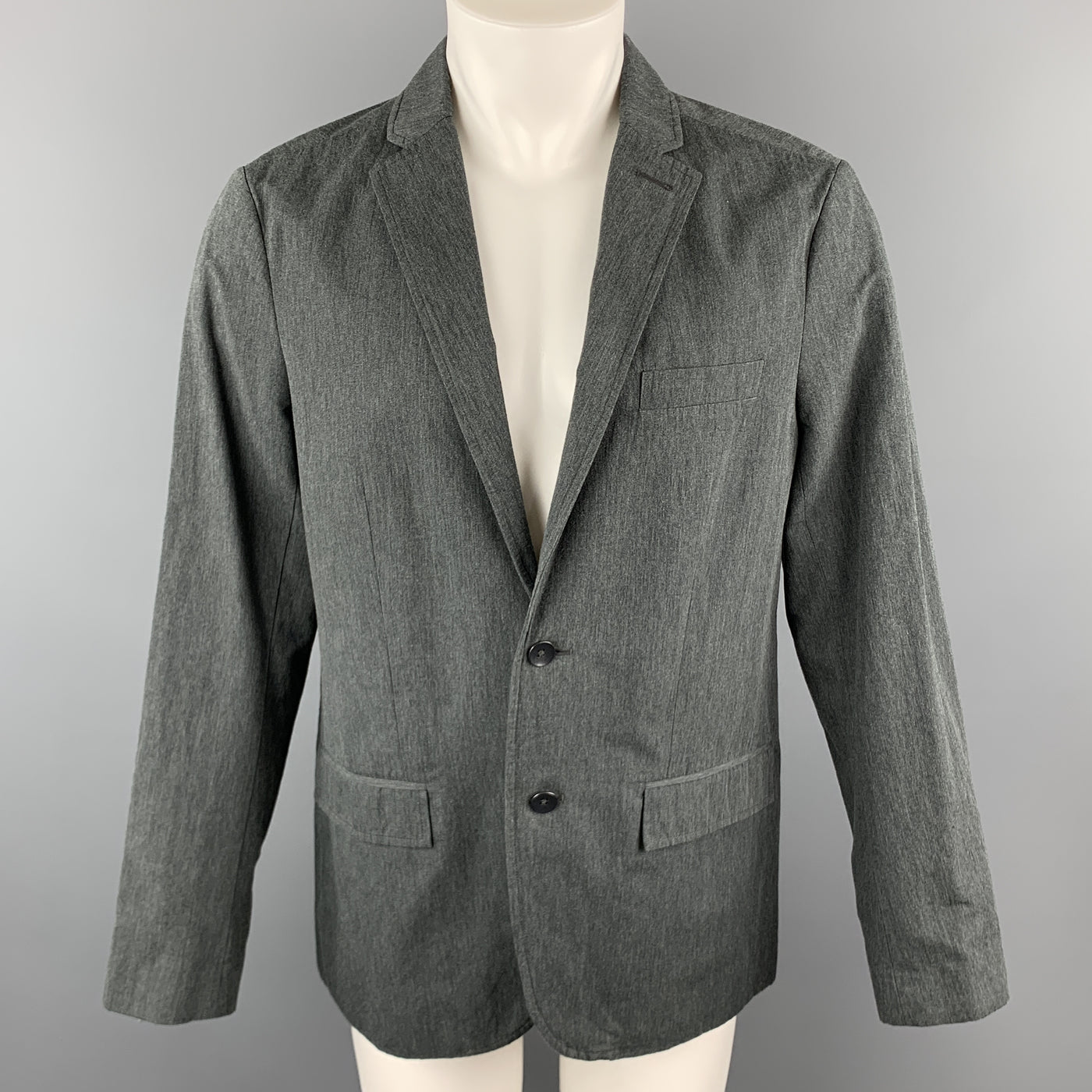KENNETH COLE M Dark Gray Cotton / Linen Notch Lapel  Sport Coat