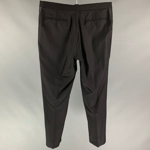 SUIT SUPPLY Size 36 Black Wool Tuxedo Dress Pants
