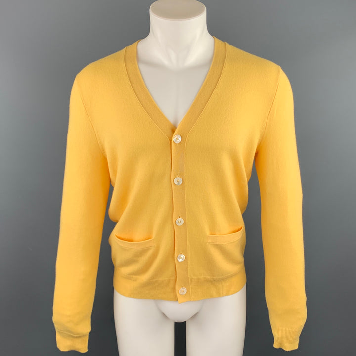 RALPH LAUREN Size S Yellow Cashmere Buttoned Cardigan