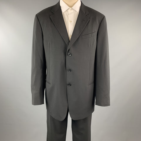 ARMANI COLLEZIONI Black Solid Wool 40 x 34 Suit