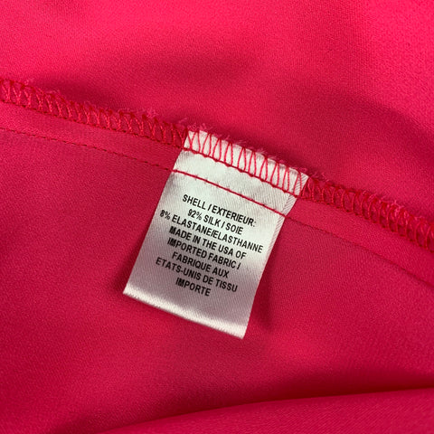 MILLY Size S Pink Silk Crew-Neck Bell Sleeves Blouse