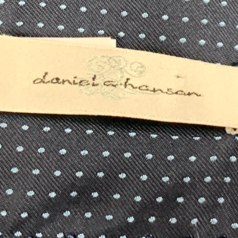 DANIEL HANSON Navy Blue Dots Silk Scarf