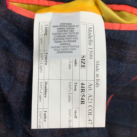 PAUL SMITH Size 44 Navy Burgundy Plaid Wool Single Breasted Sport Coat