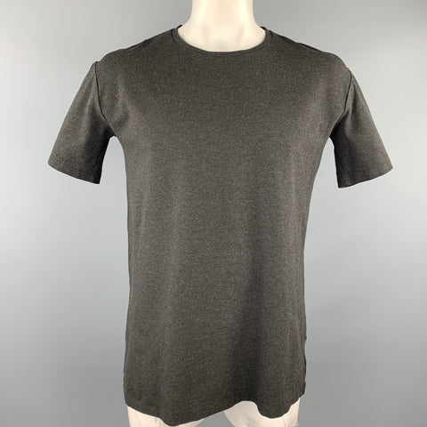 TRES BIEN Size L Charcoal Heather Viscose Blend Crew-Neck T-shirt