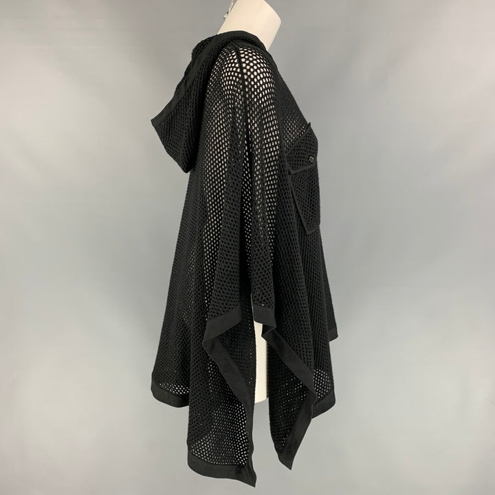 RALPH LAUREN Collection Size S Black Knit See Through Hooded Cape