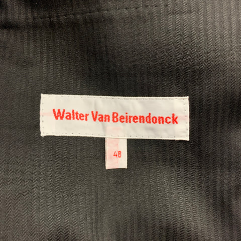 WALTER VAN BEIRENDONCK F/W 16 Size 40 Black & White Houndstooth Cotton / Wool Notch Lapel 1003 Sharp Doll Suit