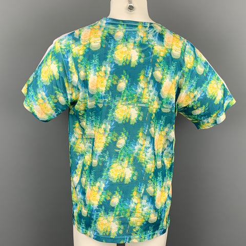 CRAIG GREEN Size L White & Green Abstract Polyester Short Sleeve T-shirt