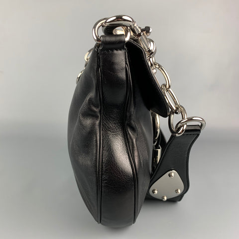 GUCCI Black & Silver Leather Shoulder Bag