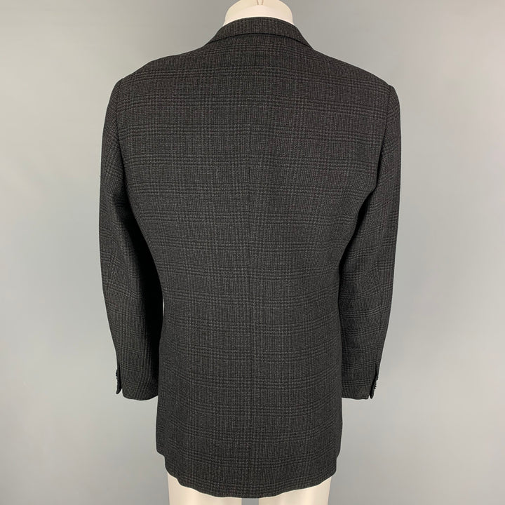 ARMANI COLLEZIONI Size 40 Charcoal Black Plaid Wool Sport Coat