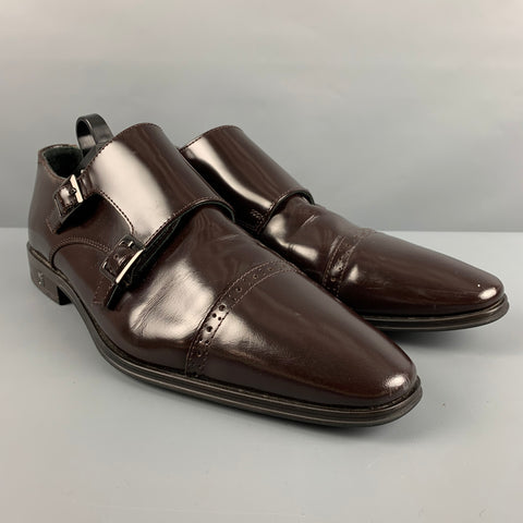VERSACE COLLECTION Size 10 Brown Patent Leather Double Monk Strap Loafers