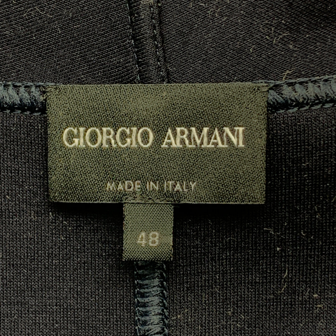 GIORGIO ARMANI Size 12 Navy Windowpane Double Breasted Cardigan Jacket