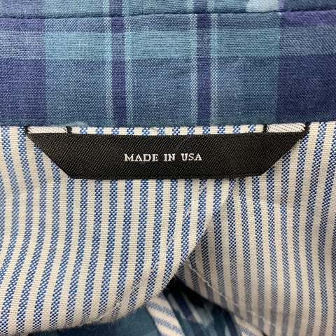 SOUTHWIK for JOURNAL STANDARD Size 34 Short Blue Plaid Notch Lapel Sport Coat