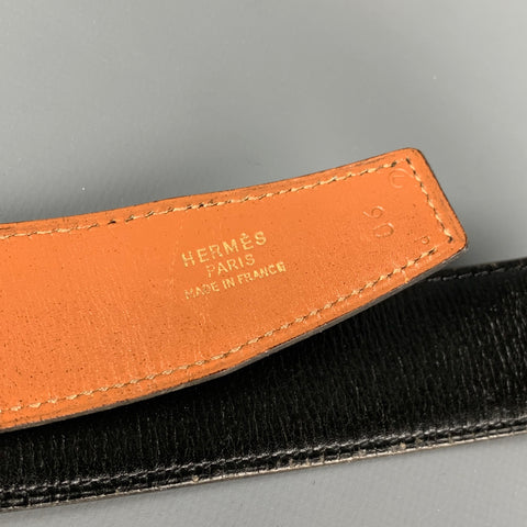 Vintage 1982 HERMES Gold Black Tan H Belt Buckle