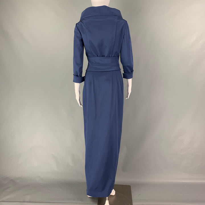 DANES Size 8 Blue Silk 3/4 Sleeves Gown