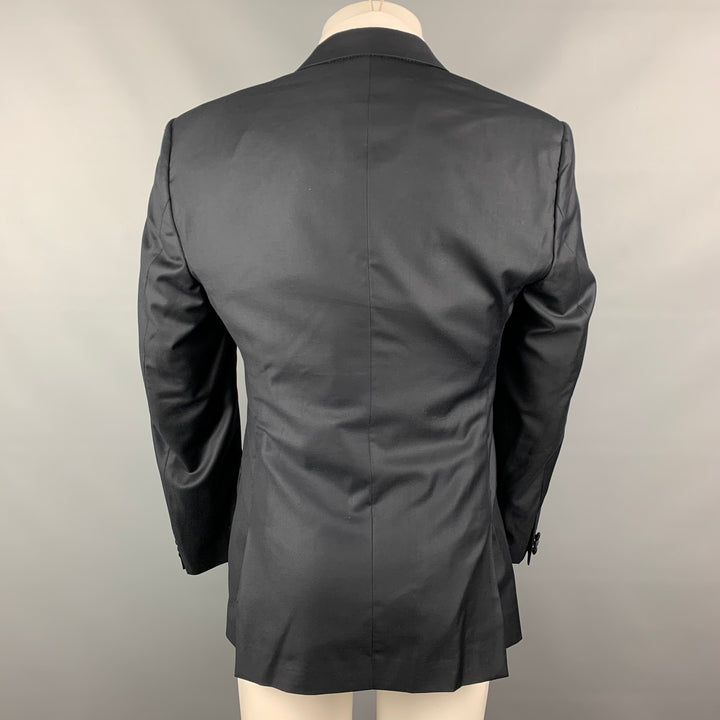 CALVIN KLEIN COLLECTION Size 40 Navy Wool Tuxedo Sport Coat