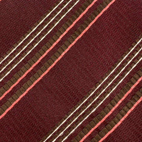 GIORGIO ARMANI Burgundy Striped Textured Silk Tie