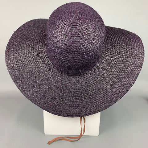 FLORA BELLA Chapeau à large bord tissé aubergine