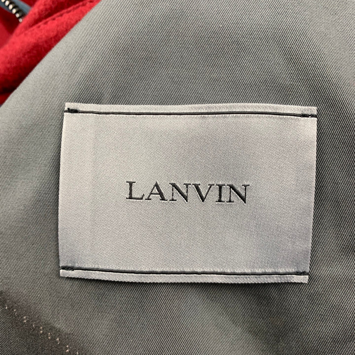 LANVIN Size 42 Burgundy Wool Zip Up Jacket