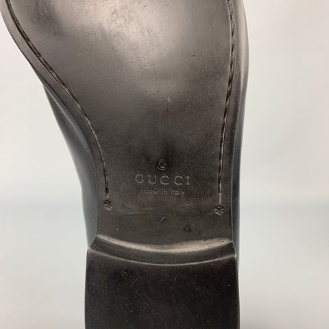 GUCCI Size 11.5 Black Leather Slip On Loafers