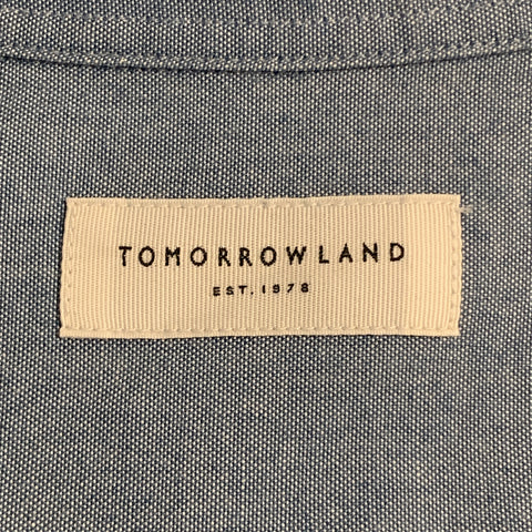 TOMORROWLAND Size XS Blue Cotton Knitted Collar Button Up Long Sleeve Shirt