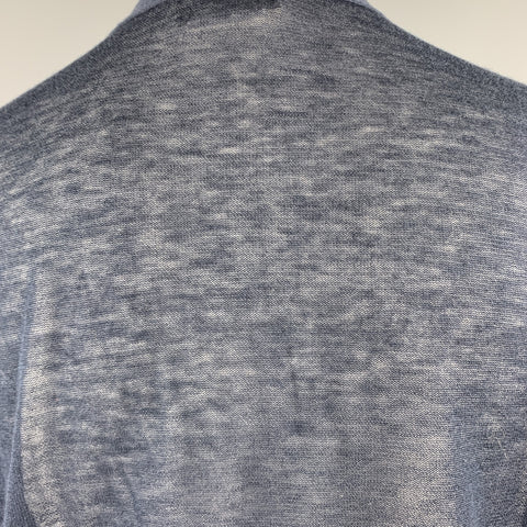 DRIES VAN NOTEN Size M Navy Cotton / Cashmere Sheer Knit Cardigan