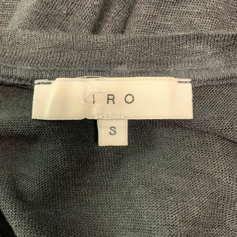 IRO Size S Black Distressed Linen Crew-Neck T-shirt