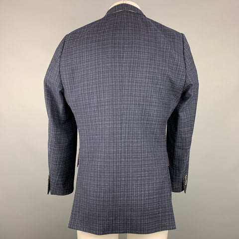 PAUL SMITH Soho Fit Size 40 Regular Navy & Blue Window Pane Wool Blend Sport Coat