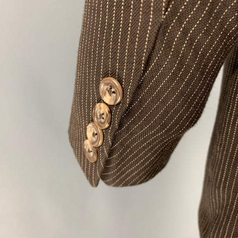 RALPH LAUREN Size 42 Long Brown Stripe Wool Notch Lapel Suit