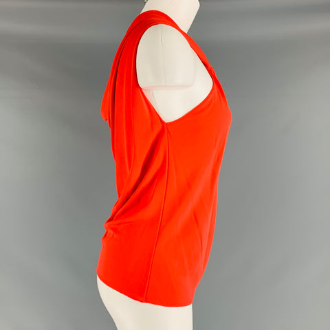 LANVIN Size 4 Orange Coral Viscose Polyamide Sleeveless Casual Top