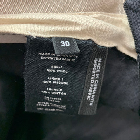 HELMUT LANG Size 30 Black Twill Wool Flat Front Dress Pants