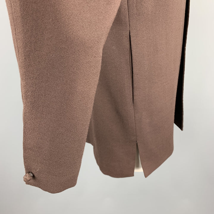 Vintage Size 42 Brown Wool Mandarin Collar Jacket