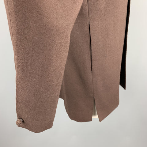 Vintage Size 42 Brown Wool Mandarin Collar Jacket