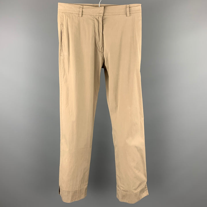 JIL SANDER Size 2 Taupe Cotton Blend Solid Straight Dress Pants