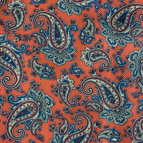 BRIONI Orange Paisley Twill Silk Ascot