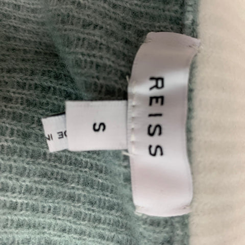 REISS Size S Green Cream Ombre Wool Blend 1/4 Zip Sweater
