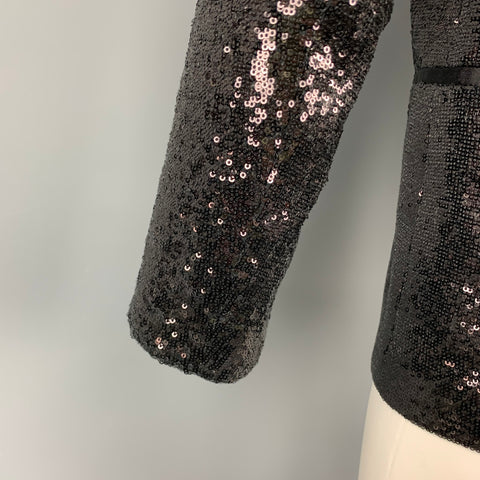 HUGO BOSS Size 36 Black Sequined Viscose Blend Notch Lapel Sport Coat
