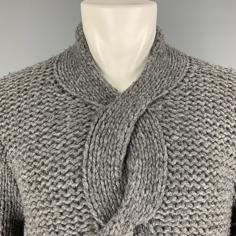 ANN DEMEULEMEESTER Size M Grey Virgin Wool  Cashmere Chunky Knit Sweater