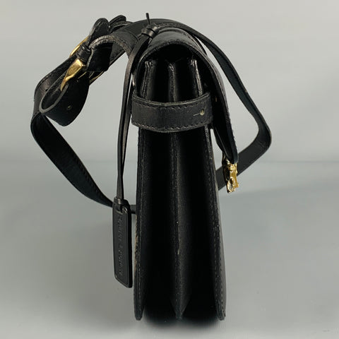 RALPH LAUREN Black Equestrian Leather Shoulder Bag Handbag