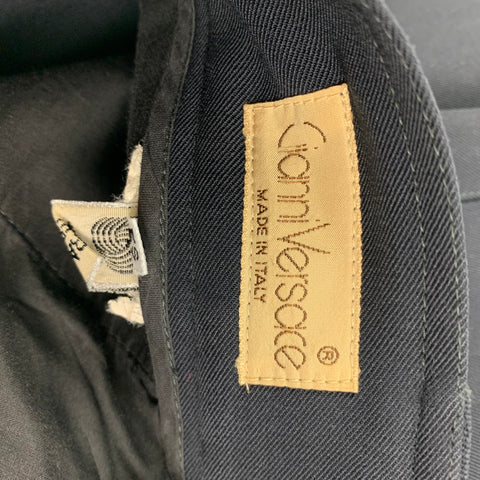 Vintage GIANNI VERSACE Size 28 Black Pleated Wool High Waisted Dress Pants