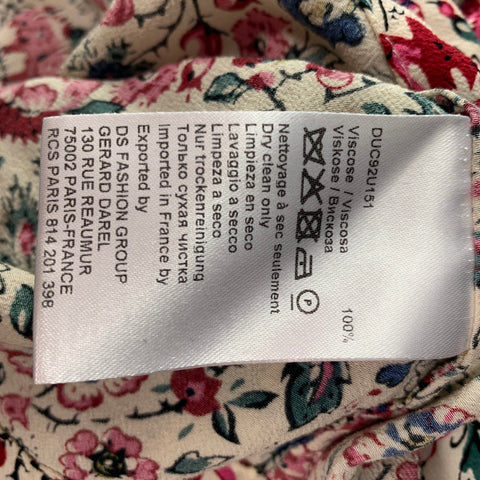 GERARD DAREL Size L Multi-Color Viscose Floral 3/4 Sleeves Casual Top