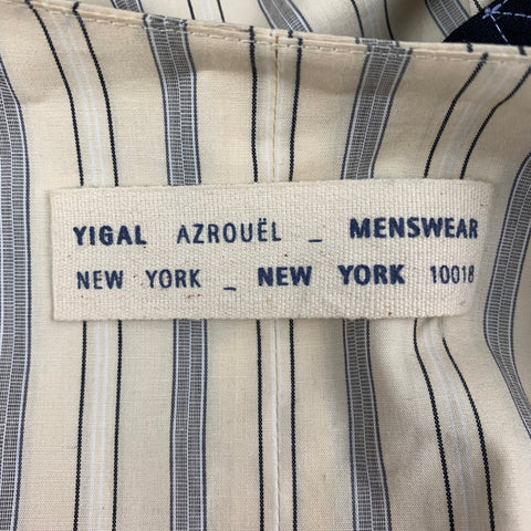 YIGAL AZROUEL Size M Navy Beige Contrast Stitch Wool Buttoned Vest