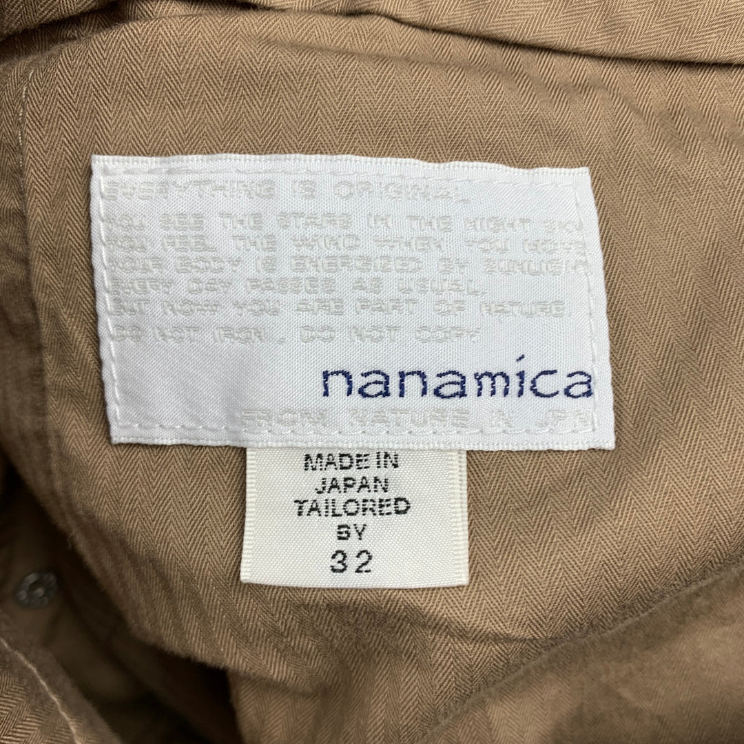 NANAMICA Taille 32 Pantalon habillé en laine à carreaux beige et marine / polyester avec braguette zippée