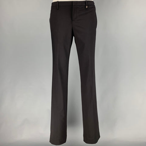 GUCCI Taille 6 Pantalon habillé en polyamide élasthanne noir à devant plat