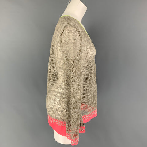 ELIE TAHARI Size S Grey Polyester Embroidered Tunic Blouse