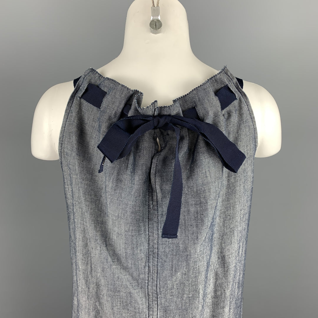 ESCADA SPORT Size 6 Blue Cotton / Linen Shift Dress Sui Generis Designer Consignment ESCADA SPORT Size 6 Blue Cotton / Linen Shift Dress Sui Generis Designer Consignment