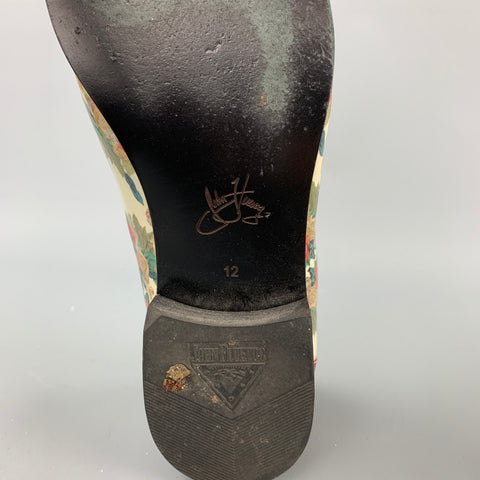 JOHN FLUEVOG Size 12 Multi-Color Floral Patent Leather Slip On Loafers