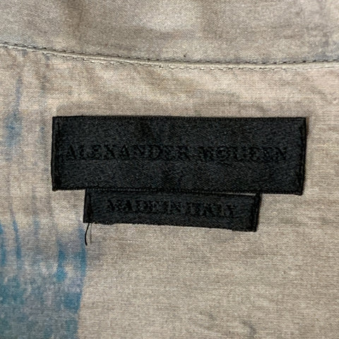ALEXANDER MCQUEEN Size S Beige & Navy Button Up Long Sleeve Shirt