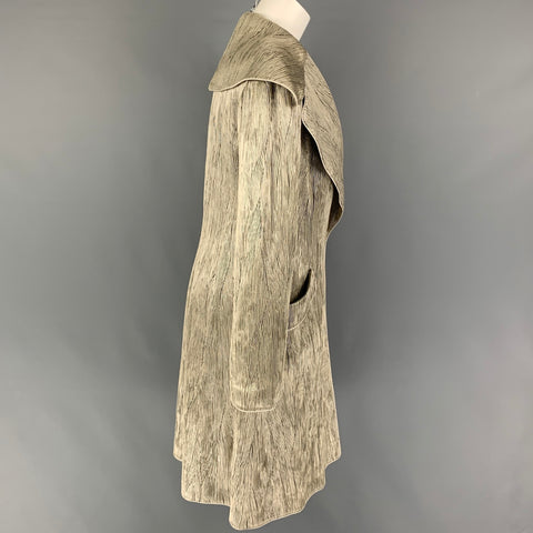 GIORGIO ARMANI Size 6 Silver Grey Acetate Blend Jacquard Double Breasted Coat