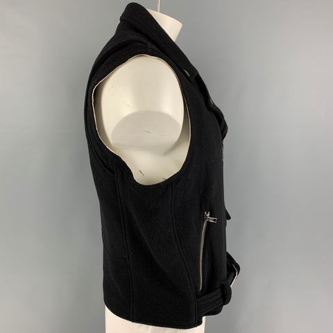 MARC JACOBS Size 46 Black Wool Biker Vest